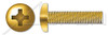 #2-56 X 3/16" Machine Screws, Pan Phillips Drive, Full Thread, Brass