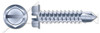 #6 X 1-1/4" Self-Drilling Screws, Hex Indented Washer, Slotted, Steel, Zinc Plated and Baked