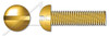 #10-24 X 1-1/4" Machine Screws, Round Slot Drive, Full Thread, Brass