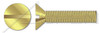 3/8"-16 X 1-1/2" Machine Screws, Flat Slot Drive, 82 Degree Countersink, Full Thread, Brass