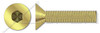 1/4"-20 X 3/4" Flat Countersunk Socket Cap Screws, Hex Drive, Brass