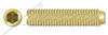1/4"-20 X 3/8" Cup Point Socket Set Screws, Hex Drive, Fully Threaded, Brass