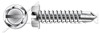 #10 X 1/2" Self-Drilling Screws, Hex Indented Washer, Slotted, AISI 304 Stainless Steel (18-8)