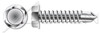 #10 X 1-1/2" Sheet Metal Self Tapping Screws with Drill Point, Indented Hex Washer Head, 18-8 Stainless Steel