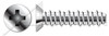 #4 X 3/8" Hi-Lo Self-Tapping Sheet Metal Screws, Flat Undercut Phillips Drive, Full Thread, AISI 410 Stainless Steel