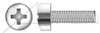 #2-56 X 5/32" Fully Threaded Machine Screws, Stainless Steel, Fillister Phillips Drive