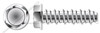 #4 X 1/2" Self Tapping Sheet Metal Screws with Hi-Lo Threading, Indented Hex Washer Head, Stainless Steel