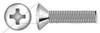 #10-24 X 1" Fully Threaded Oval Countersunk Head Machine Screws with Phillips Drive, Stainless Steel
