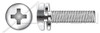 #10-32 X 3/8" SEMS Machine Screws with 410 Stainless Steel Split Lock Washer, Pan Head with Phillips Drive, 18-8 Stainless Steel