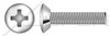 #6-32 X 3/8" Machine Screws, Oval Undercut Phillips Drive, 82 Degree Countersink, Full Thread, AISI 304 Stainless Steel (18-8)