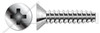 #10-14 X 1" Flat Head Trilobe 48-2 Thread Rolling Screws for Plastics with Phillips Drive, 18-8 Stainless Steel, Passivated and Waxed