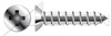 #12 X 1-1/4" Type A Self Tapping Sheet Metal Screws, Flat Undercut Head with Phillips Drive, Stainless Steel