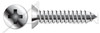 #12 X 1/2" Type AB Self Tapping Sheet Metal Screws, Flat Undercut Head with Phillips Drive, Stainless Steel