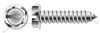 #12 X 1-1/4" Type AB Self Tapping Sheet Metal Screws, Indented Hex Washer Head with Slotted Drive, Stainless Steel
