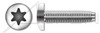 #10-32 X 1/4" Pan Head Trilobe Thread Rolling Screws for Metals with 6Lobe Torx(r) Drive, 18-8 Stainless Steel, Passivated and Waxed