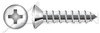 #6 X 2" Type A Self Tapping Sheet Metal Screws, Oval Countersunk Head with Phillips Drive, Stainless Steel