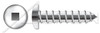 #6 X 1/2" Type A Self Tapping Sheet Metal Screws, Pan Head with Square Drive, Stainless Steel