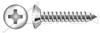 #8 X 1/4" Type AB Self Tapping Sheet Metal Screws, Stainless Steel, Oval Undercut Phillips Drive