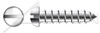 #10 X 1/2" Self-Tapping Sheet Metal Screws, Type "A", Round Slot Drive, AISI 304 Stainless Steel (18-8)