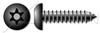 #14 X 1-1/2" Button Head Type AB Self Tapping Sheet Metal Security Screws with Tamper-Resistant 6Lobe Torx(r) Pin Drive, Black Oxide Coated Steel, Includes Driver Bit