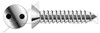 #10 X 1/2" Self-Tapping Sheet Metal Security Screws, Flat Countersunk Head Tamper Resistant Drilled Spanner Drive, AISI 304 Stainless Steel (18-8), Includes Driver Bit
