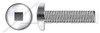 #8-32 X 1/2" Machine Screws, Pan Square Drive, Full Thread, AISI 304 Stainless Steel (18-8)