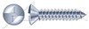 #10 X 1" Self-Tapping Sheet Metal Security Screws, Oval Countersunk Head Tamper Resistant One-Way Slotted Drive, Type "AB", Steel, Zinc Plated