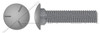 3/4"-10 X 4" Carriage Bolts, Round Head, Square Neck, Undersized Body, Full Thread, Grade 5 Steel, Plain