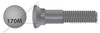 1-1/4"-7 X 6-1/2" Plow Bolts, Dome Head, #3 Head, 4" Thread Length, Grade 9 Steel, Plain