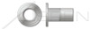 #10-24, Grip=0.130"-0.225" Blind Threaded Inserts, Large Flange, Flat Head, Open End, Thin Wall, Ribbed, Aluminum Alloy 5056