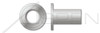 1/4"-20, Grip=0.020"-0.080" Blind Threaded Inserts, Large Flange, Flat Head, Open End, Aluminum, Aluminum Alloy 5056