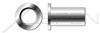 #10-32, Grip=0.020"-0.130" Blind Threaded Inserts, Low Profile, Small Head, Open End, AISI 303 Stainless Steel (18-8)