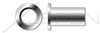 1/4"-20, Grip=0.030"-0.130" Blind Threaded Inserts, Low Profile, Small Head, Open End, AISI 303 Stainless Steel (18-8)