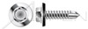 #12 X 3/4" Sheet Metal Self Tapping Screws with Drill Point, Indented Hex Washer Head with Sealing Washer, 410 Stainless Steel