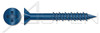 3/16" X 1-1/4" Concrete Screws, Flat Phillips Drive, Blue Ceramic Coating