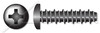 #4-24 X 1/2" Hi-Lo Self-Tapping Sheet Metal Screws, Pan Phillips Drive, Full Thread, Steel, Black Zinc