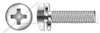 #6-32 X 3/4" SEMS Machine Screws with 410 Stainless Steel Split Lock Washer, Pan Head with Phillips Drive, Stainless Steel