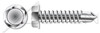 #10 X 1-1/4" (#3 pt) Sheet Metal Self Tapping Screws with Drill Point, Indented Hex Washer Head, 410 Stainless Steel