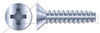 M3 X 12mm Thread-Rolling Screws for Plastics, Flat Head with Phillips Drive, Zinc Plated Steel