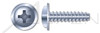 M4 X 12mm Thread-Rolling Screws for Plastics, Pan Flange Head with Phillips Drive, Zinc Plated Steel