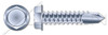 1/4"-14 X 4" Sheet Metal Self Tapping Screws with Drill Point, Indented Hex Washer Head, #4 Self-Drilling Point, Steel, Zinc Plated and Baked