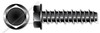 #6-19 X 1/2" Self Tapping Sheet Metal Screws with Hi-Lo Threading, Indented Hex Washer Head, Black Oxide Coated Steel