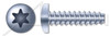 #10-14 X 2" Pan Head Trilobe 48-2 Thread Rolling Screws for Plastics with 6Lobe Torx(r) Drive, Steel, Zinc Plated and Waxed