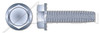 #8-32 X 1/2" Type F Thread Cutting Screws, Indented Hex Washer Head with Locking Serrations, Zinc Plated Steel