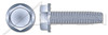#8-32 X 3/8" Type F Thread Cutting Screws, Indented Hex Washer Head with Locking Serrations, Zinc Plated Steel