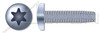 #10-24 X 1-1/2" Type F Thread Cutting Screws, Pan Head with 6Lobe Torx(r) Drive, Steel, Zinc Plated and Baked