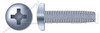 #10-32 X 4" Type F Thread Cutting Screws, Pan Head with Phillips Drive, Steel, Zinc Plated and Baked