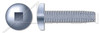#6-32 X 1/4" Type F Thread Cutting Screws, Pan Head with Square Drive, Steel, Zinc Plated and Baked
