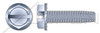 #10-24 X 2" Type F Thread Cutting Screws, Indented Hex Washer Head with Slotted Drive and Locking Serrations, Steel, Zinc Plated and Baked