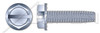 1/4"-20 X 1-3/4" Type F Thread Cutting Screws, Indented Hex Washer Head with Slotted Drive and Locking Serrations, Steel, Zinc Plated and Baked